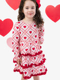 Load image into Gallery viewer, Girls Pink Sweetheart Plaid Cotton Gauze Tiered Ruffle Dress