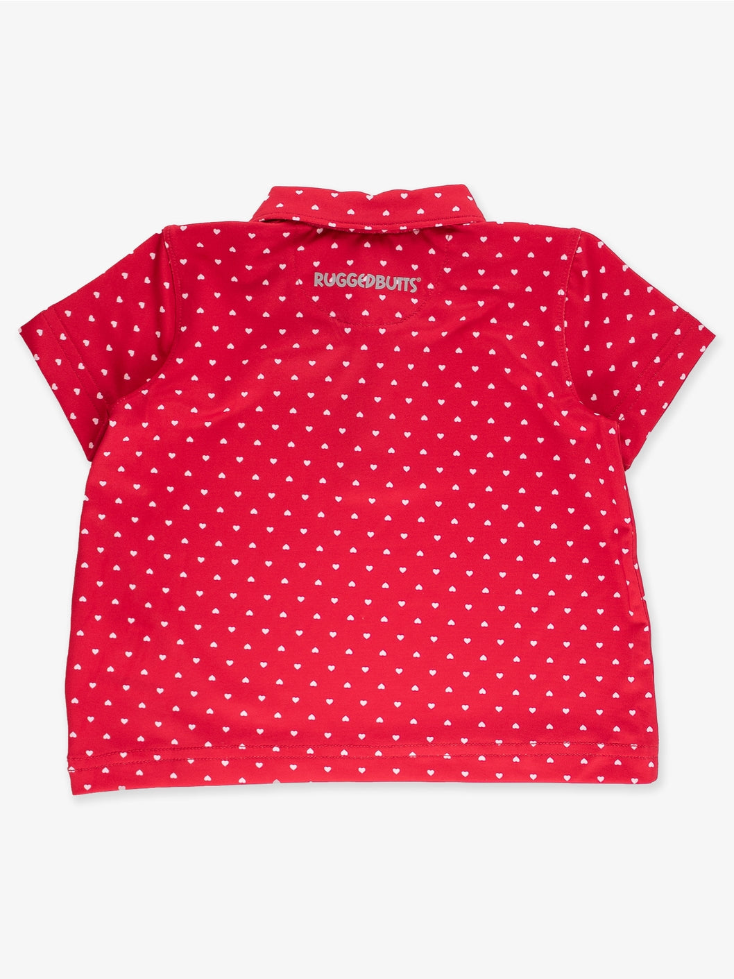 Boys Red Heart Polka Dot Knit Short Sleeve Performance Polo