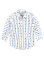 Boys Anchors Ahoy Stripe Long Sleeve Button Down Shirt