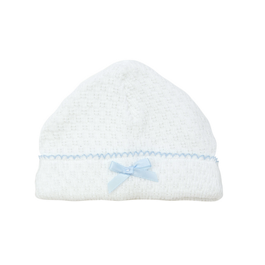 White Knit Saylor Beanie with Bow