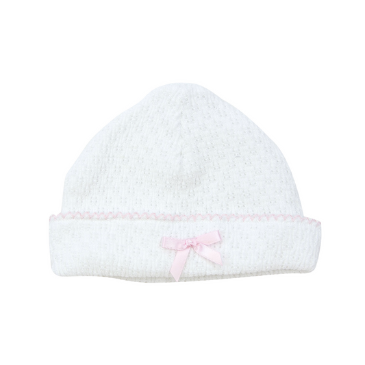 White Knit Saylor Beanie with Bow