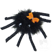 Fuzzy Spider With Bow Hair Clip Halloween Theme