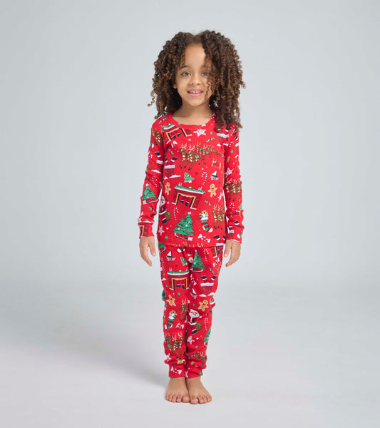 Twas The Night Before Christmas - Red Flat Pack Pajama Set With Book