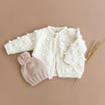 Load image into Gallery viewer, Cream Popcorn Knit Cardigan Baby Sweater
