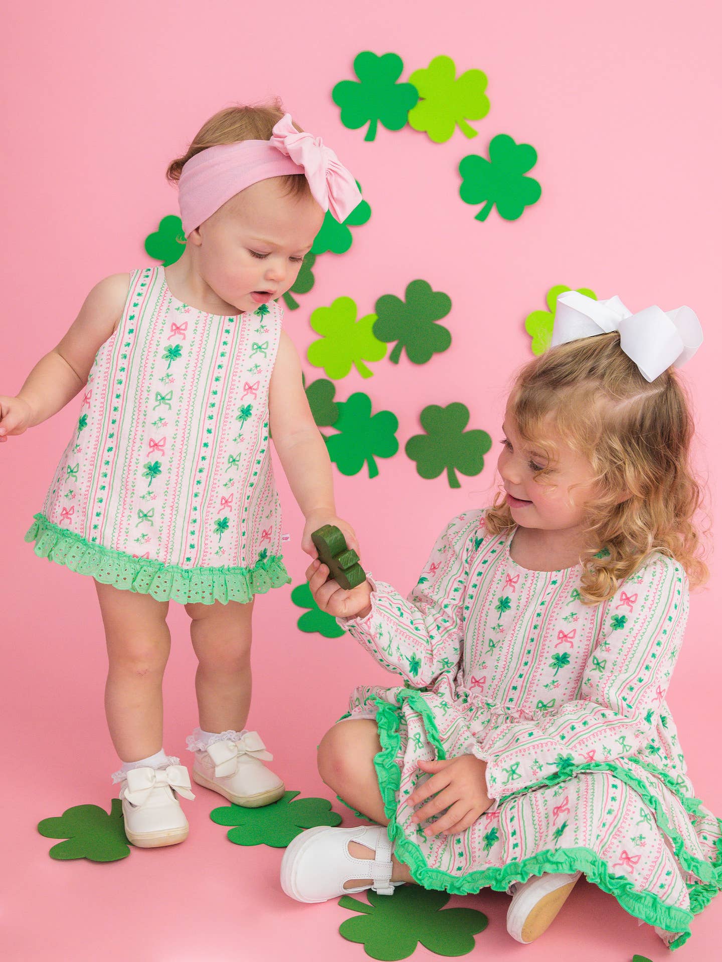 Girls Clover Bows & Wishes Cotton Gauze Tiered Ruffle Dress