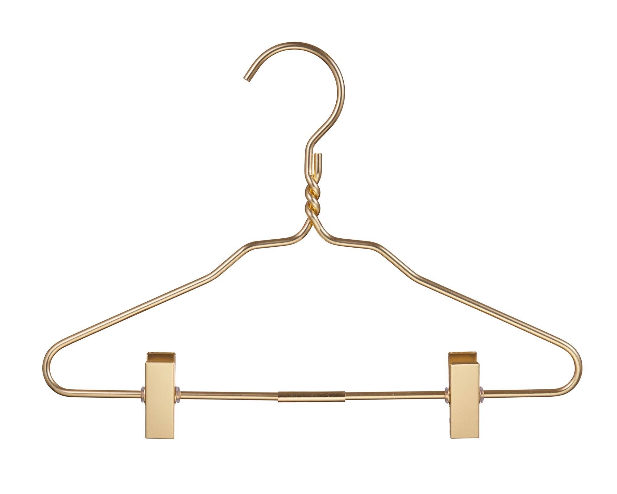 Kids Gold Aluminum Hanger W/ Clips (5 Pcs Per Paper Sleeve)