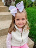 Load image into Gallery viewer, King "Big Sis" Embroidered Grosgrain Hair Bow with Moonstitch Edge
