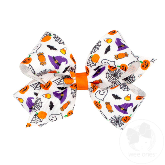 Medium Halloween Print Grosgrain Hair Bow
