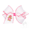 Load image into Gallery viewer, Medium Holiday Embroidery Hair Bow with Stitch Edge
