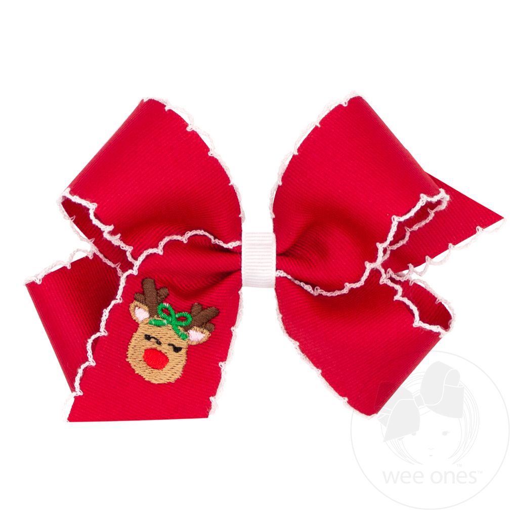 Medium Christmas Embroidery Moonstitch Edge Bow
