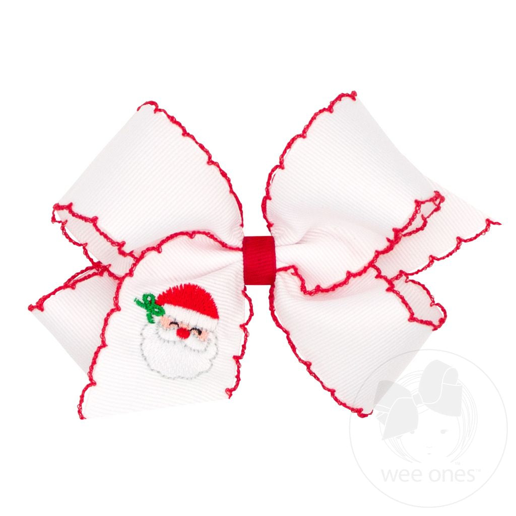 Medium Christmas Embroidery Moonstitch Edge Bow