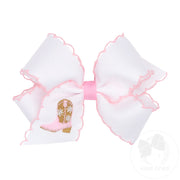 Medium Moonstitch Hair Bow with Embroidery Tail