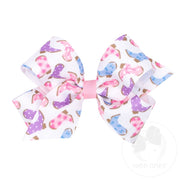 Medium Boots and Bows Print Grosgrain Hair Bow