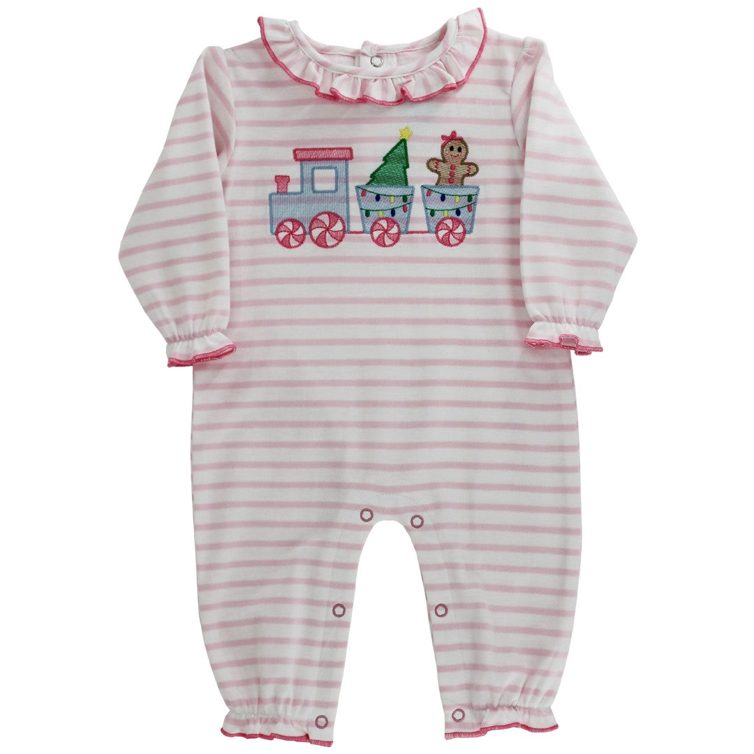 Gingerbread Express Girls Knit Romper- Kendall
