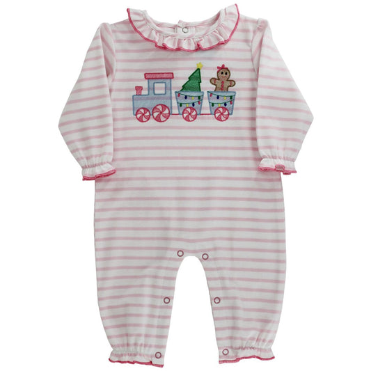 Gingerbread Express Girls Knit Romper- Kendall