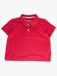 Load image into Gallery viewer, Boys Red Heart Polka Dot Knit Short Sleeve Performance Polo
