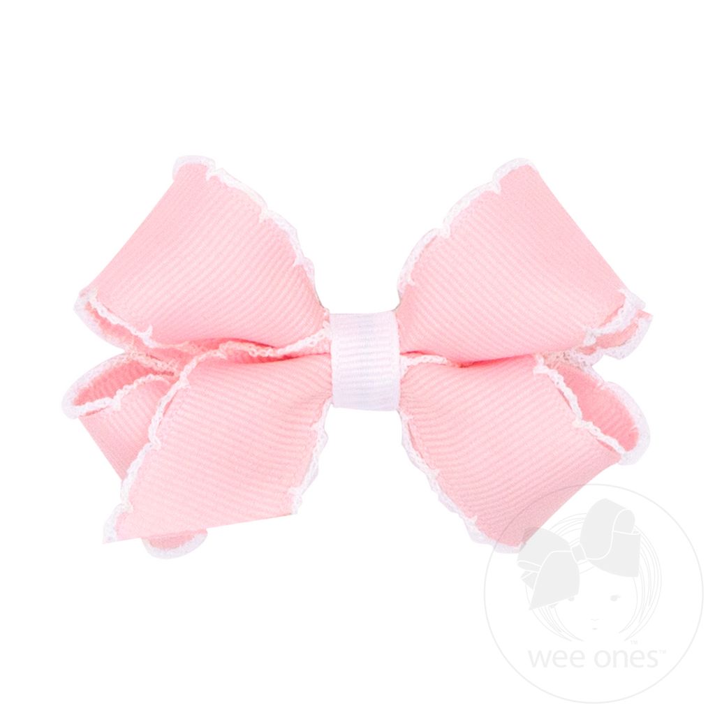 Mini Moonstitch Grosgrain Hair Bow with Contrasting Wrap