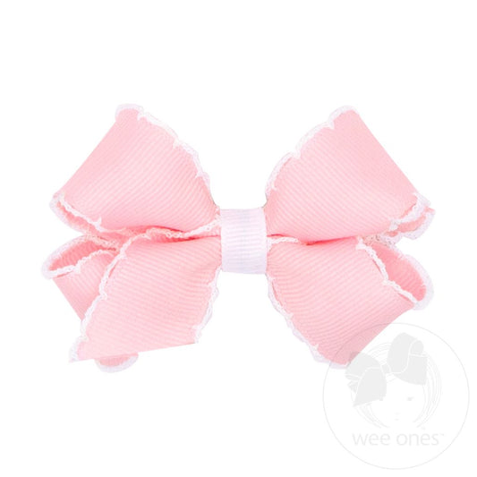 Mini Moonstitch Grosgrain Hair Bow with Contrasting Wrap