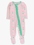Load image into Gallery viewer, Softsnooze Baby Girls Clover Bows & Wishes Footed Ruffle One-Piece Pajama

