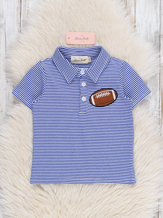 Stripe Cotton Embroidered Football Polo Shirt