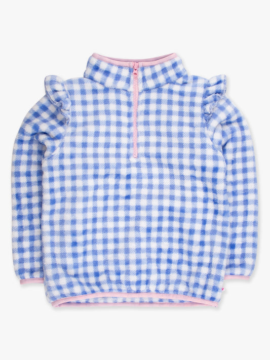 Gingham Ruffle Marshmallow Fleece Pullover