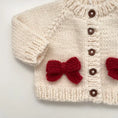 Load image into Gallery viewer, Cozy Knit Cardigan with Red Bow Details
