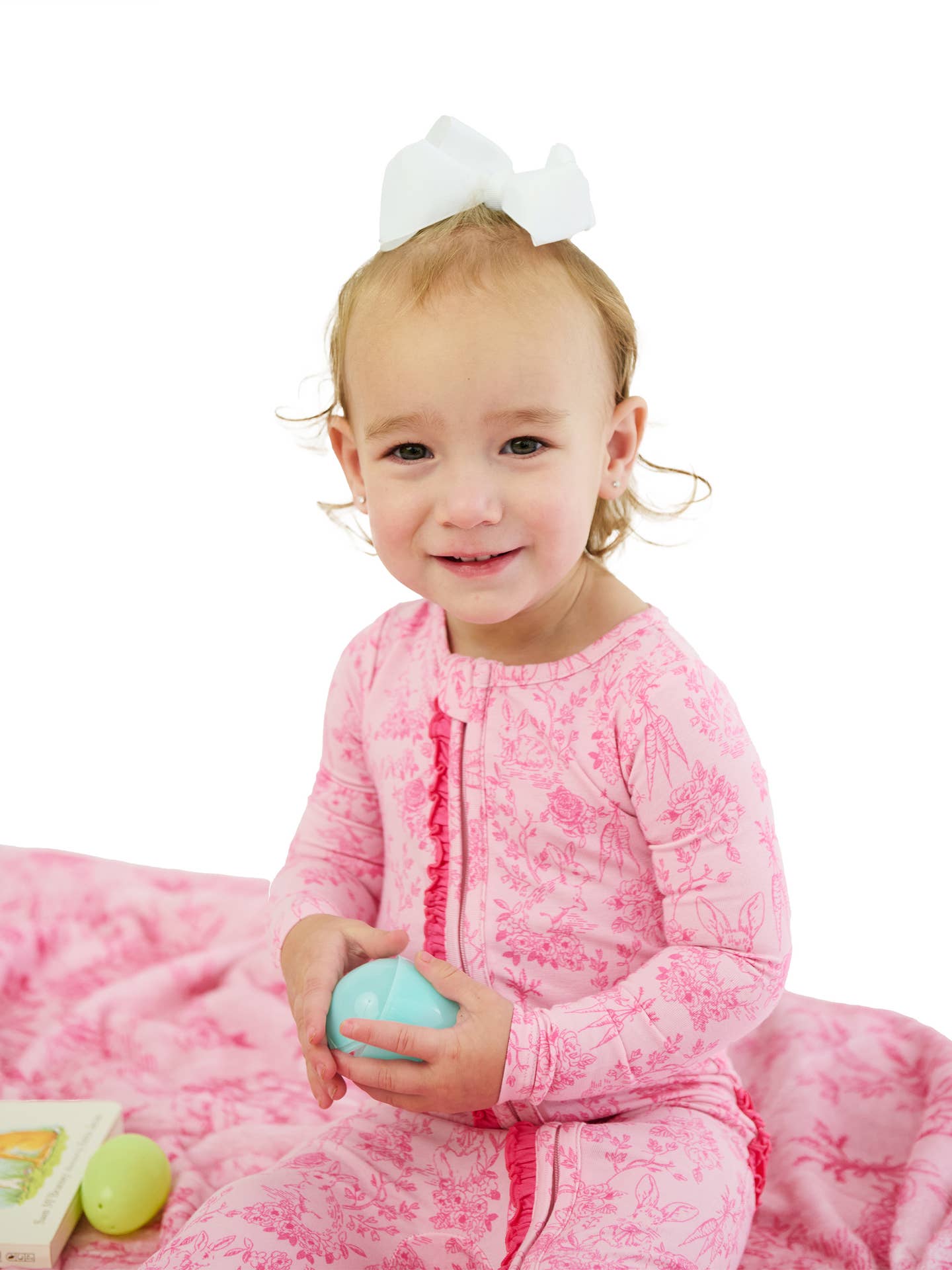 Softsnooze Baby Girls Cottontail Toile Footed Ruffle One-Piece Pajama