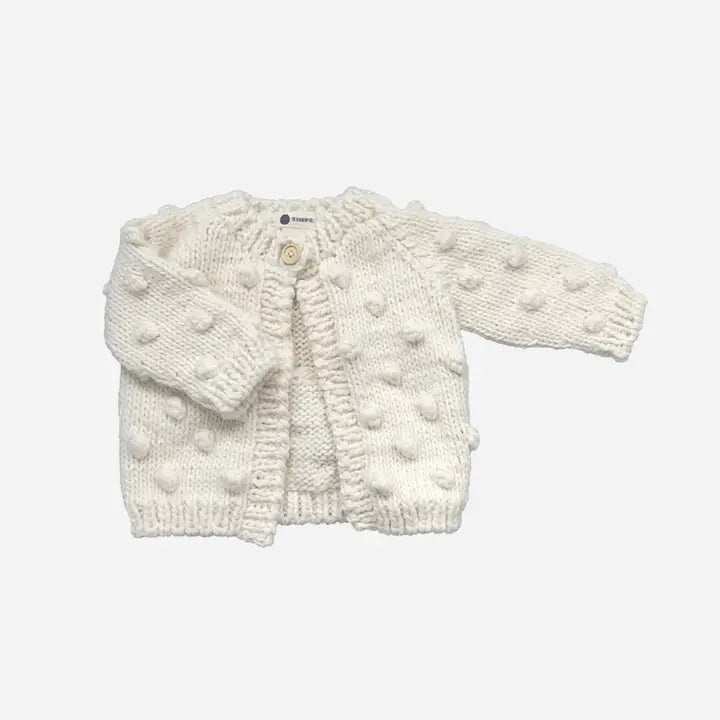 Cream Popcorn Knit Cardigan Baby Sweater