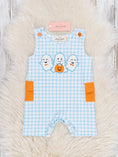 Load image into Gallery viewer, Plaid Embroidered Ghost Pals Gingham Romper
