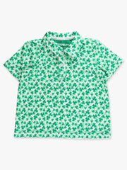 Boys Tiny Clover Field Knit Short Sleeve Performance Polo