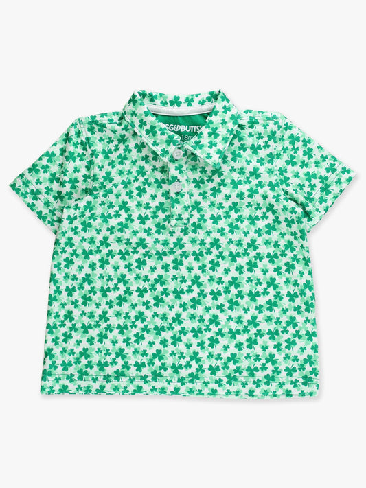 Boys Tiny Clover Field Knit Short Sleeve Performance Polo