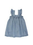 Load image into Gallery viewer, Girls Light Wash Denim Flutter Bow Woven Dress
