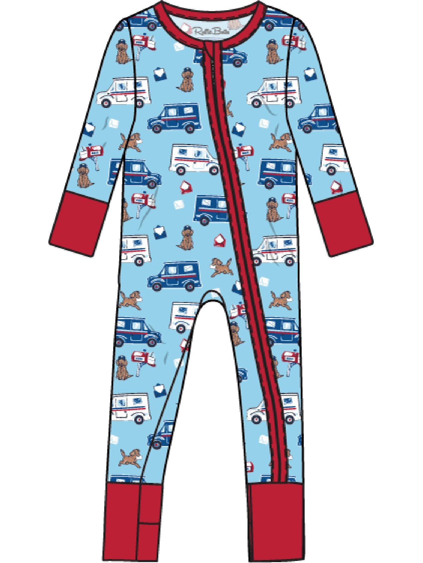 Softsnooze Baby Postal Pups Convertible One-Piece Footie Pajama