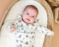 Load image into Gallery viewer, Floral Smocked Pointelle Knit Baby Footie
