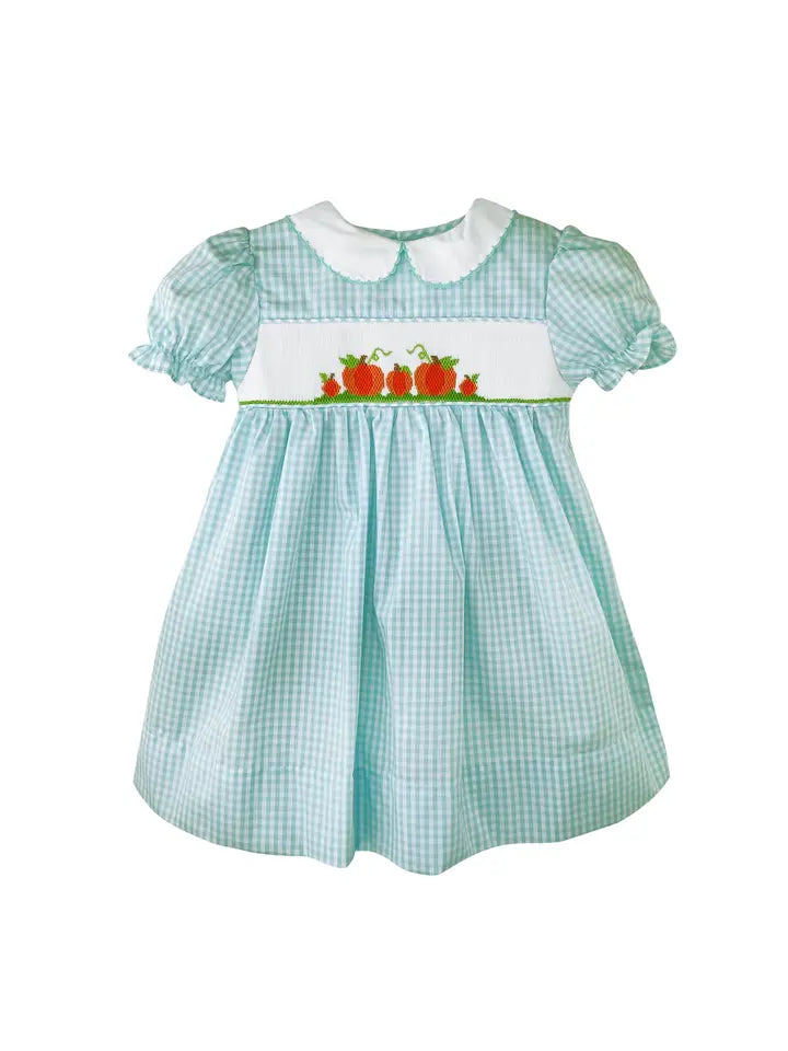 Fall Pumpkin Dress with Hand Picture Smocking