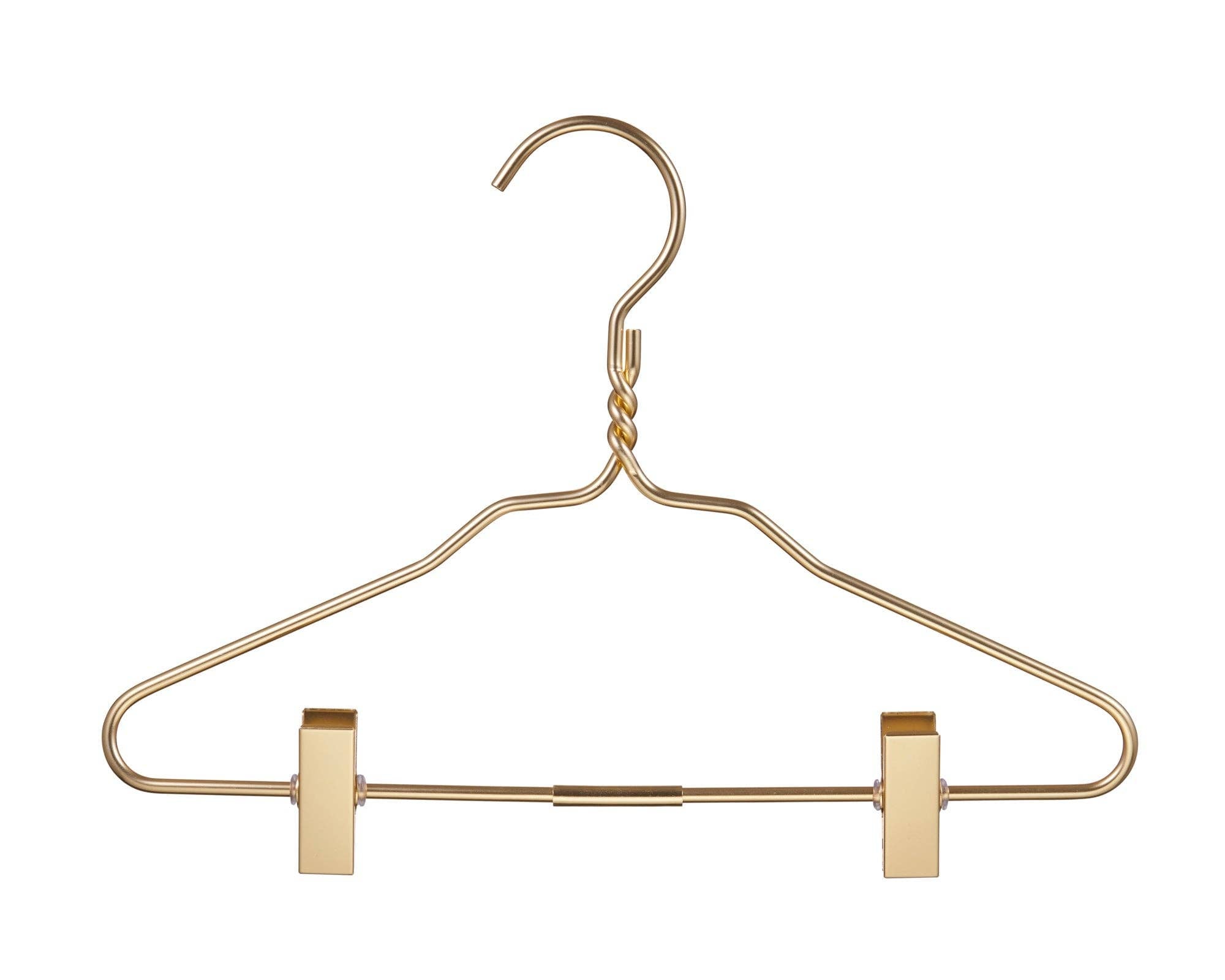 Kids Gold Aluminum Hanger W/ Clips (5 Pcs Per Paper Sleeve)