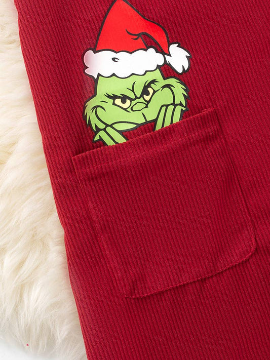 Grinch Corduroy Dress with Side Pocket and Bows