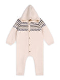 Load image into Gallery viewer, Fair Isle Jacquard Sweater Knit Baby Hooded Jumpsuit
