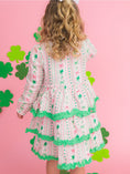 Load image into Gallery viewer, Girls Clover Bows & Wishes Cotton Gauze Tiered Ruffle Dress
