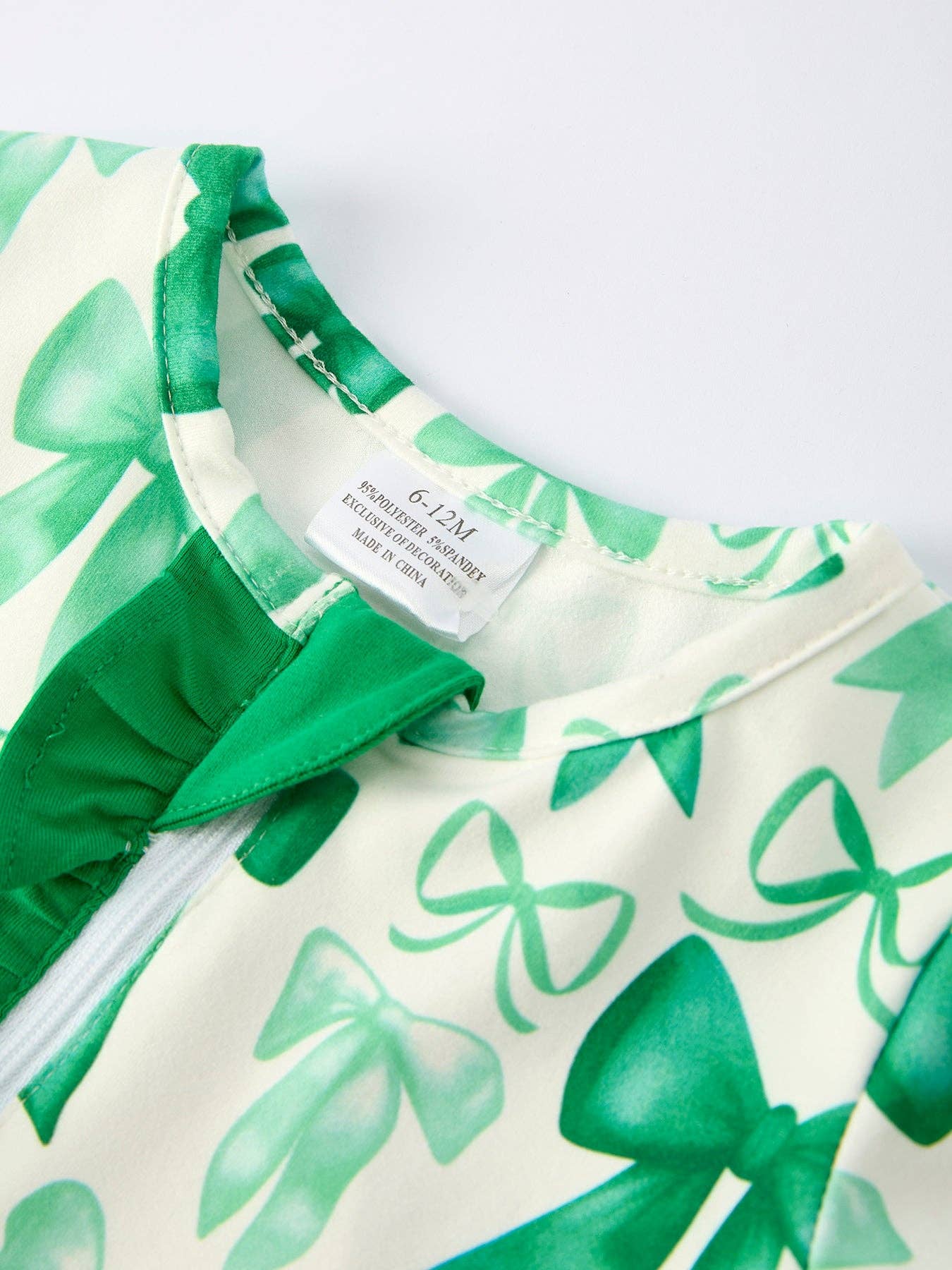 St. Patrick's Day Bow Print Long Sleeves Baby Girls Romper