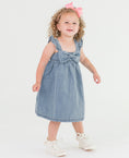 Load image into Gallery viewer, Girls Light Wash Denim Flutter Bow Woven Dress
