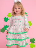 Load image into Gallery viewer, Girls Clover Bows & Wishes Cotton Gauze Tiered Ruffle Dress
