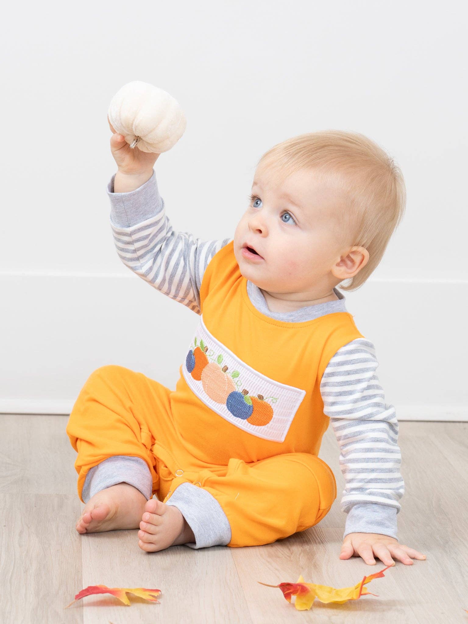 Plaid & Pumpkin Smocked Romper