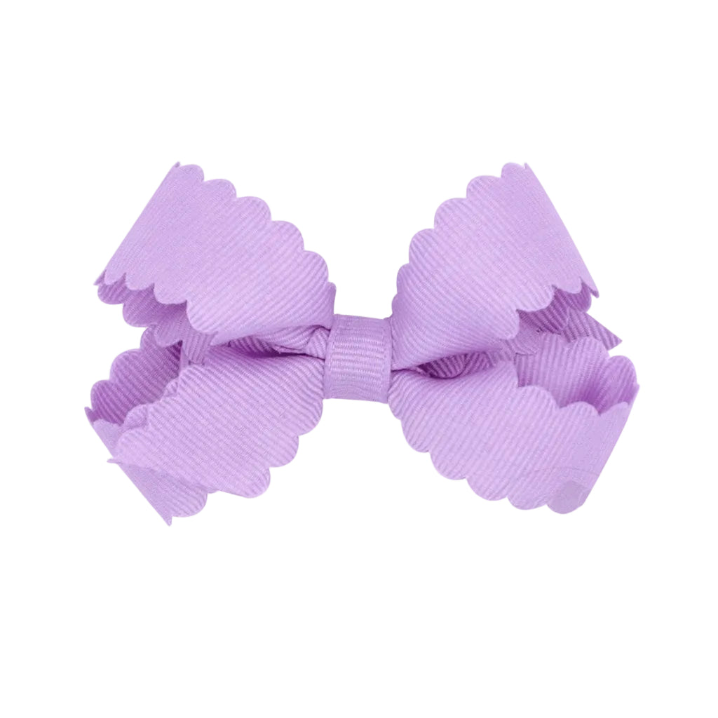 Mini Grosgrain Hair Bow with Scalloped Edge