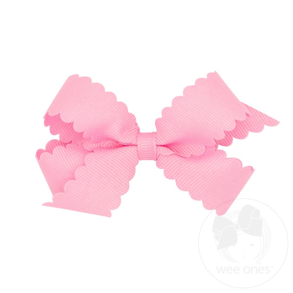 Mini Grosgrain Hair Bow with Scalloped Edge