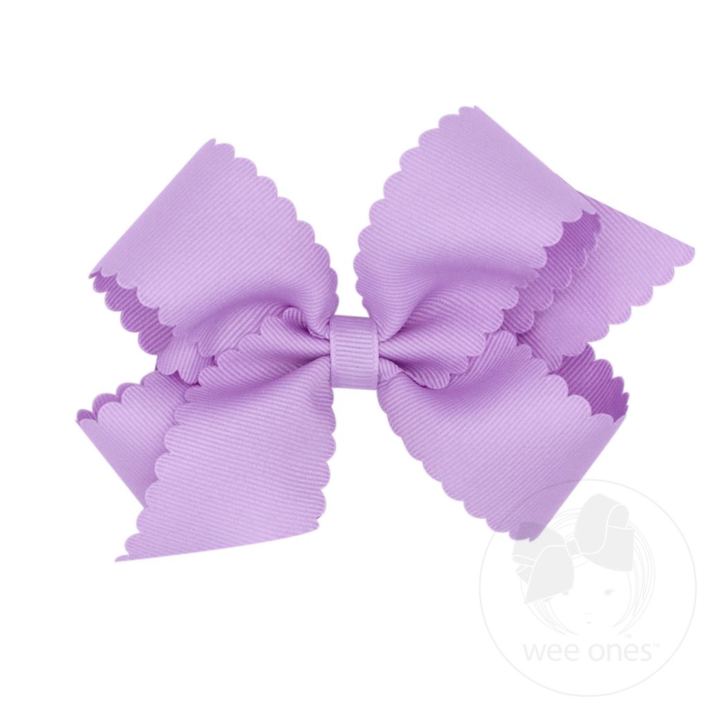 Medium Grosgrain Hair Bow with Scalloped Edge