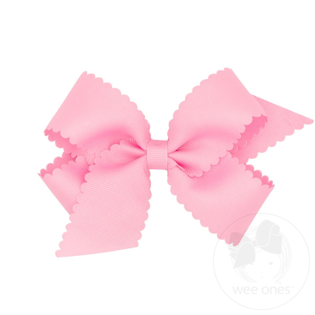 Medium Grosgrain Hair Bow with Scalloped Edge