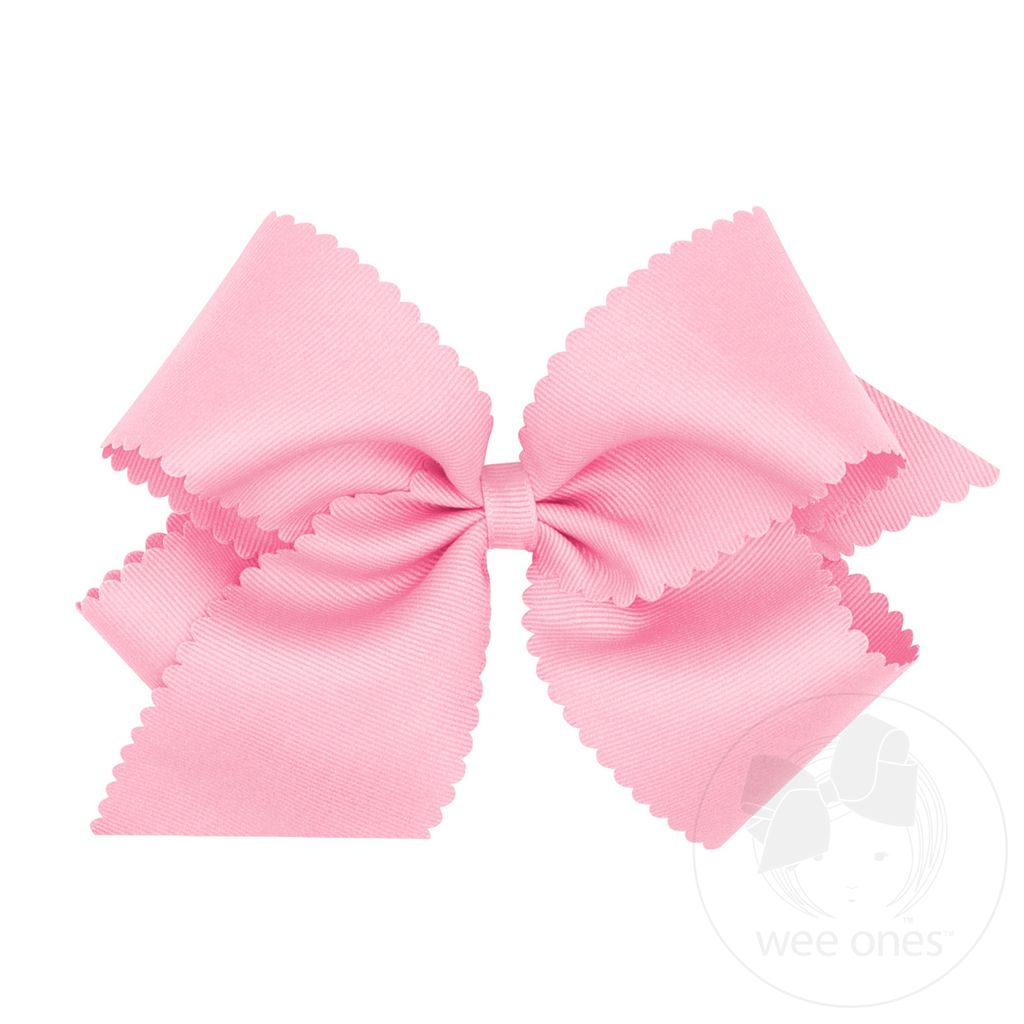 King Grosgrain Hair Bow Scalloped Edge