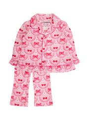 Softsnooze Girls Love You Cherry Much Long Sleeve Button Up Pajama Set