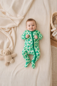 Load image into Gallery viewer, Bamboo_Clover_Field_Footed_Pajama_RuffleButts_+_RuggedButts_5SL0951_00_P1120_0306M_1
